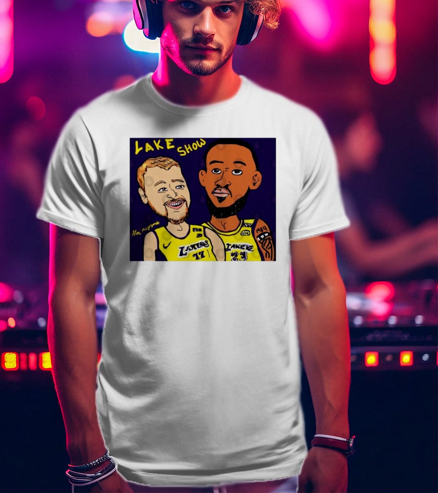 LeBron James And Luka Dončić Lake Show Lakers Cartoon Art 23 77 T-Shirt