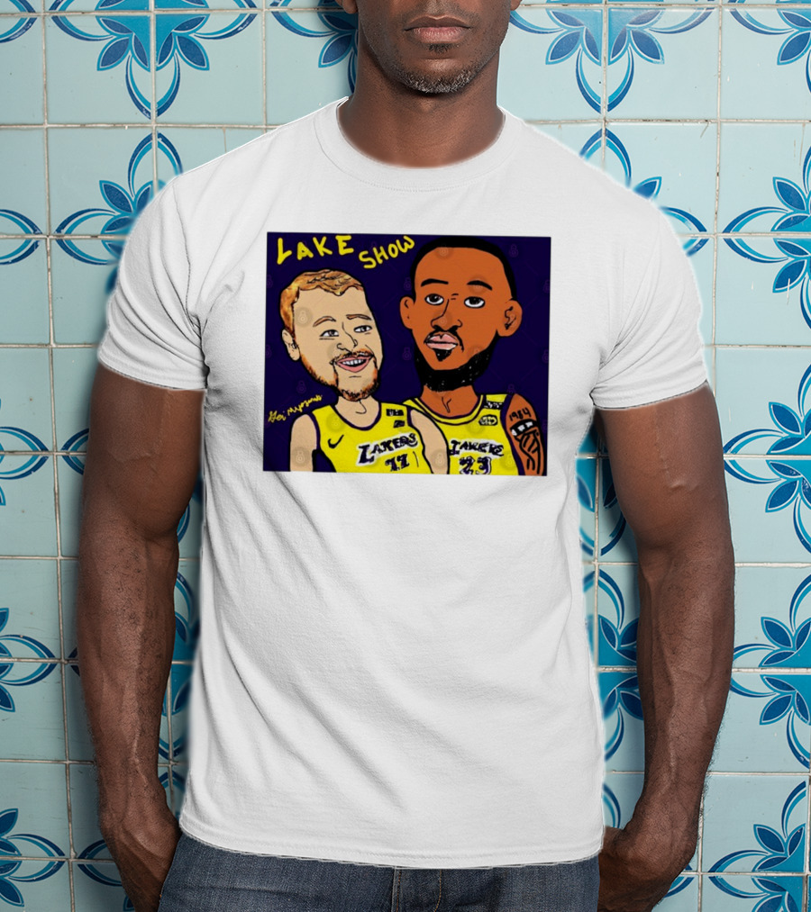 LeBron James And Luka Dončić Lake Show Lakers Cartoon Art 23 77 T-Shirt