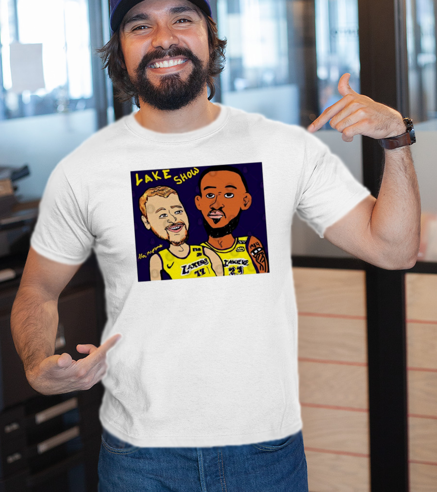 LeBron James And Luka Dončić Lake Show Lakers Cartoon Art 23 77 T-Shirt