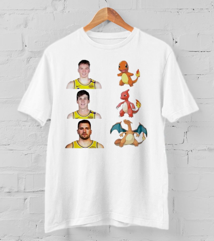 Lakers Evolution Dalton Knecht Charmander Austin Reaves Charmeleon Luka Doncic Charizard T-Shirt