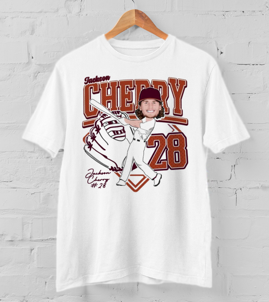 Cherry Baseball Jackson #28 Player Portrait 2025 T-Shirt