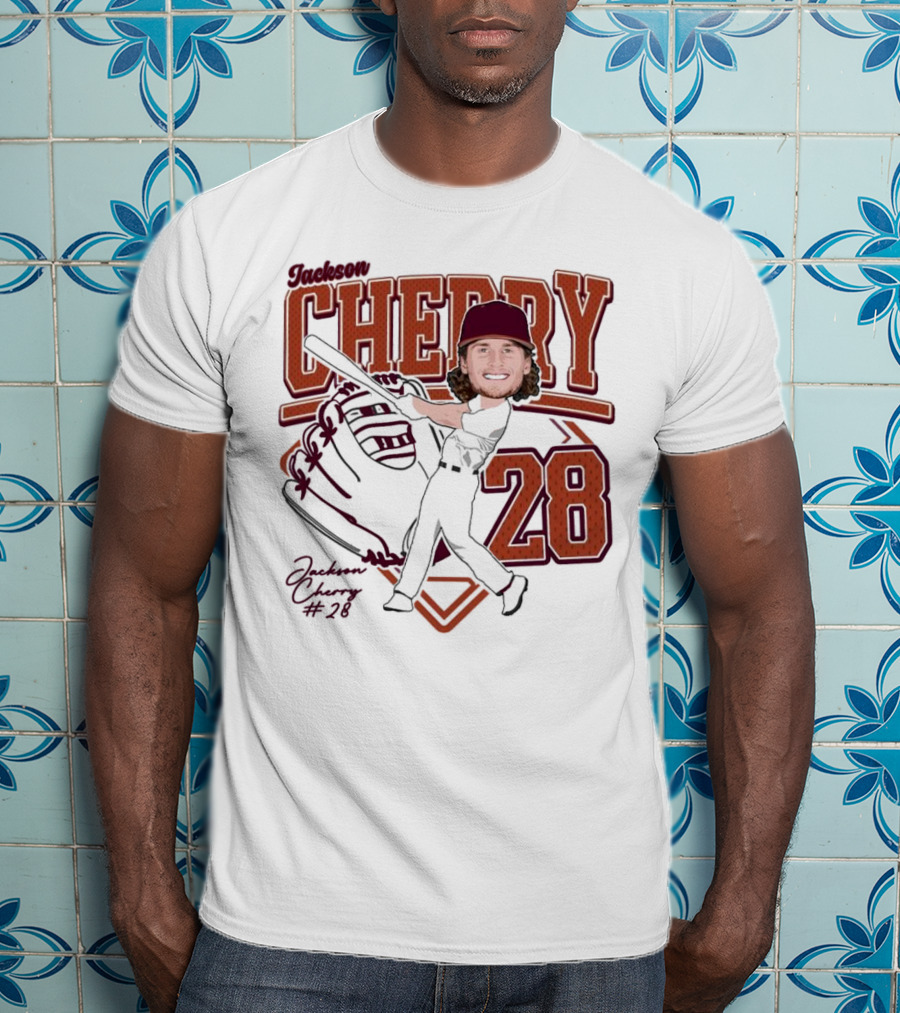 Cherry Baseball Jackson #28 Player Portrait 2025 T-Shirt