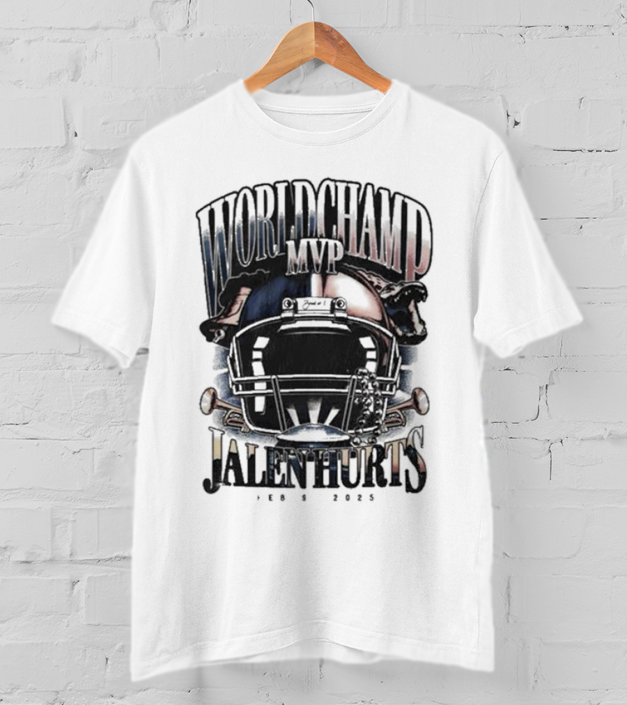 World Champ MVP Helmet Jalen Hurts Feb 9 2025 T-Shirt
