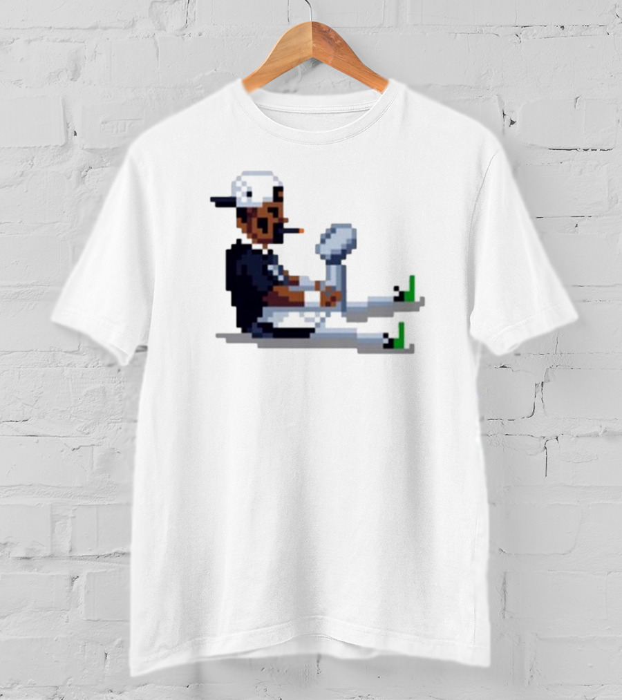 Jalen Hurts Philadelphia Eagles Champs 2025 Pixel Pigskin Player Holding Trophy T-Shirt