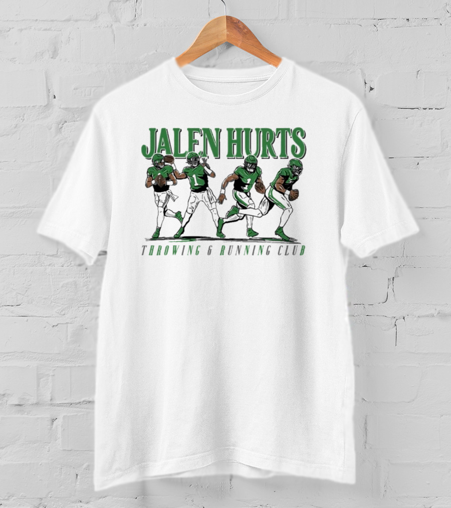 Jalen Hurts Dual Threat Throwing Running Action Figures Sports Apparel T-Shirt