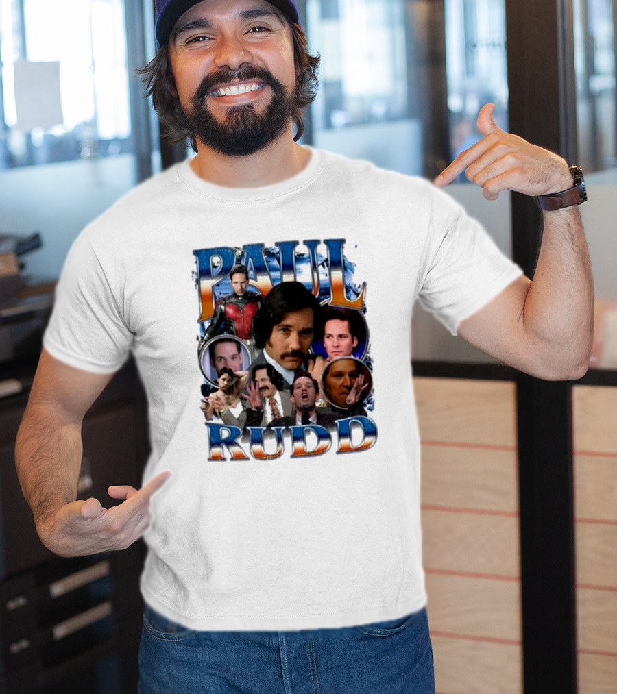 Paul Rudd 90’s Bootleg Ant-Man Anchor Improv Comedy Collage T-Shirt