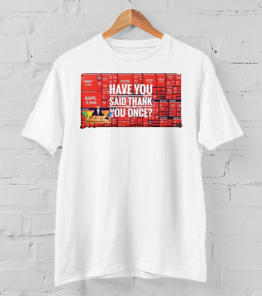 JD Vance Have You Said Thank You Once Stock Market Red Decline Background T-Shirt