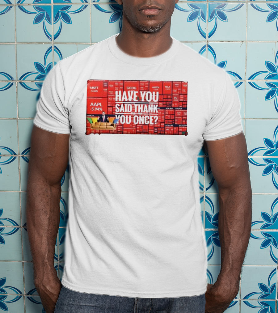 JD Vance Have You Said Thank You Once Stock Market Red Decline Background T-Shirt