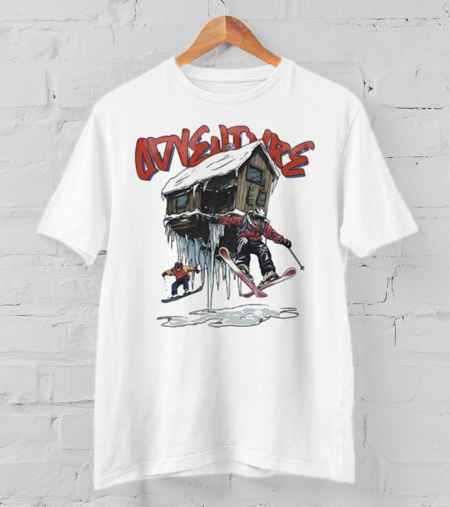 Adventure Jimmy's One Last Run Skiing Cabin Snowboarding T-Shirt