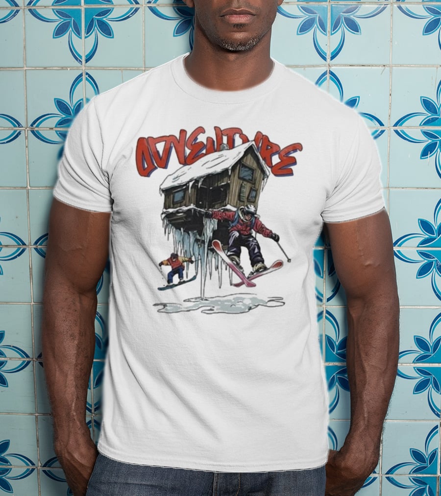 Adventure Jimmy's One Last Run Skiing Cabin Snowboarding T-Shirt