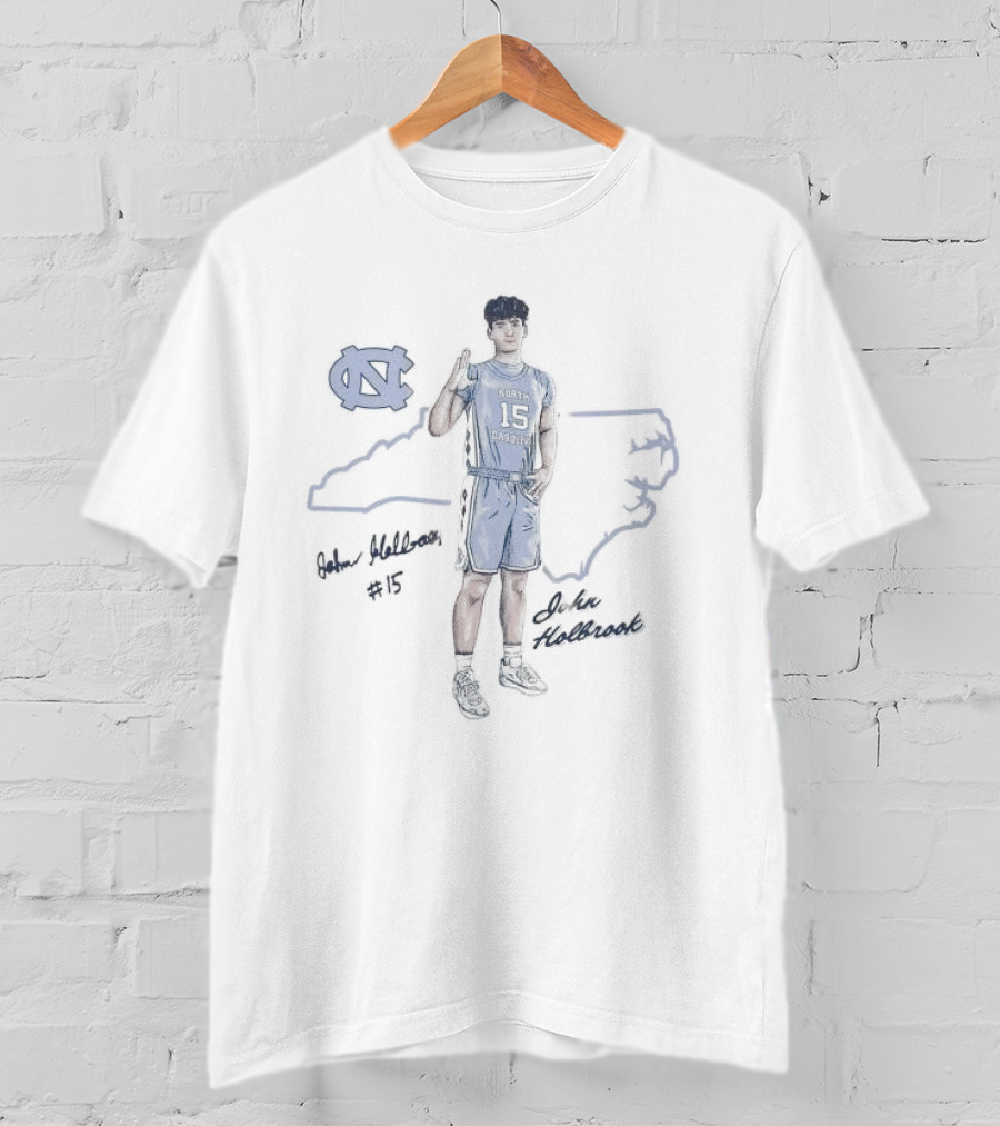 North Carolina Tar Heels John Holbrook Player Illustration Number 45 T-Shirt