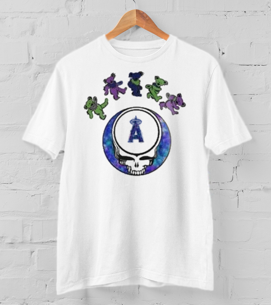 Los Angeles Angels 2025 Grateful Dead Skull Bears Night Baseball T-Shirt
