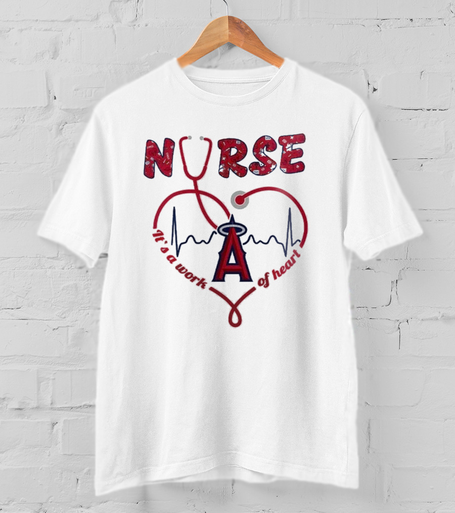 Los Angeles Angels Nurse Heartbeat Stethoscope 2025 Appreciation Night Baseball T-Shirt