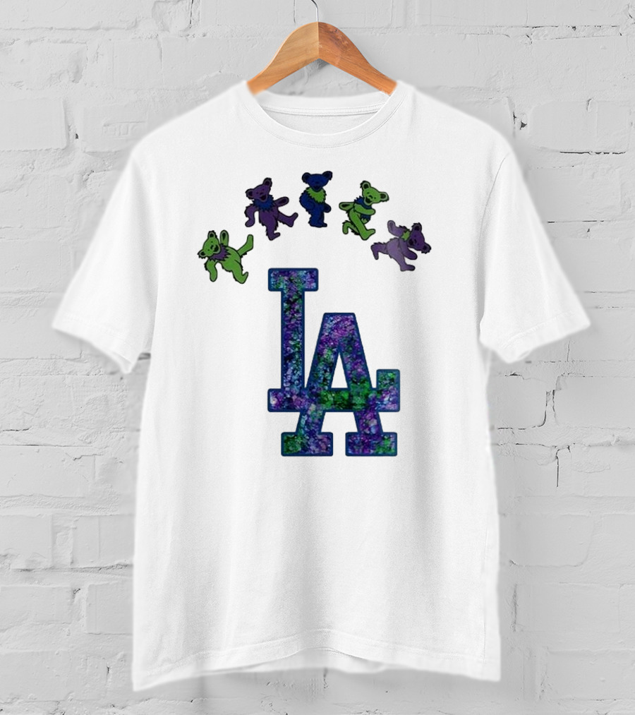 Los Angeles Dodgers Grateful Dead Night 2025 LA Logo Dancing Bears T-Shirt