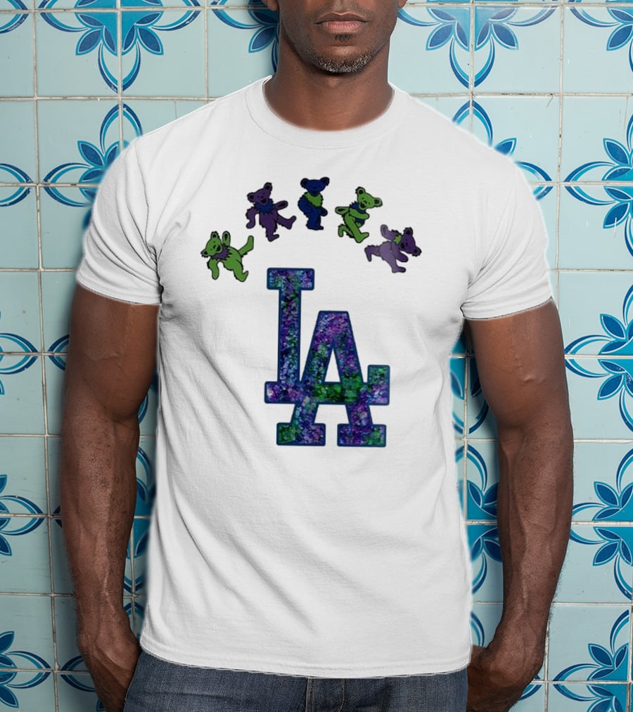 Los Angeles Dodgers Grateful Dead Night 2025 LA Logo Dancing Bears T-Shirt