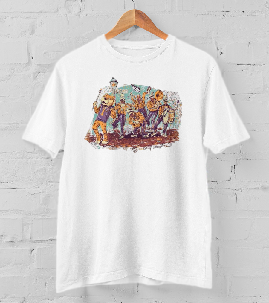 LSU Tigers Football Mardi Gras 2025 Band Parade Celebration T-Shirt