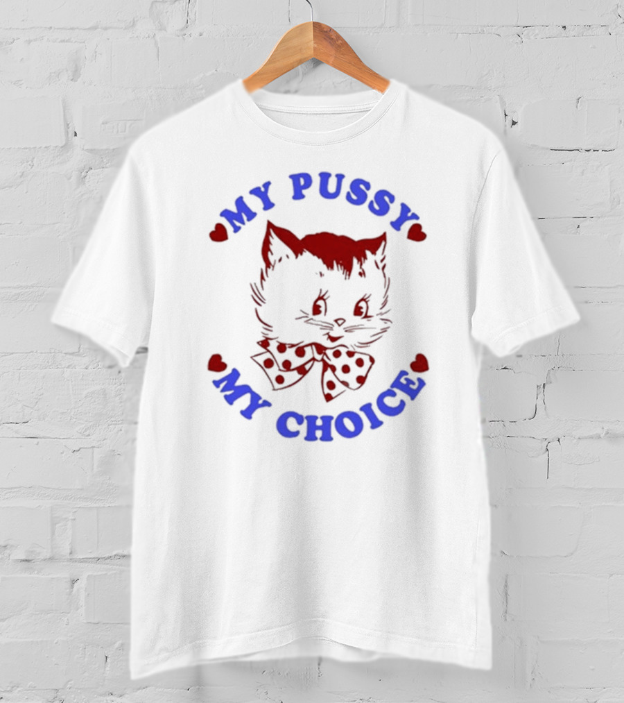 Maison Rapito My Pussy My Choice Cat Drawing And Polka Dot Bow T-Shirt