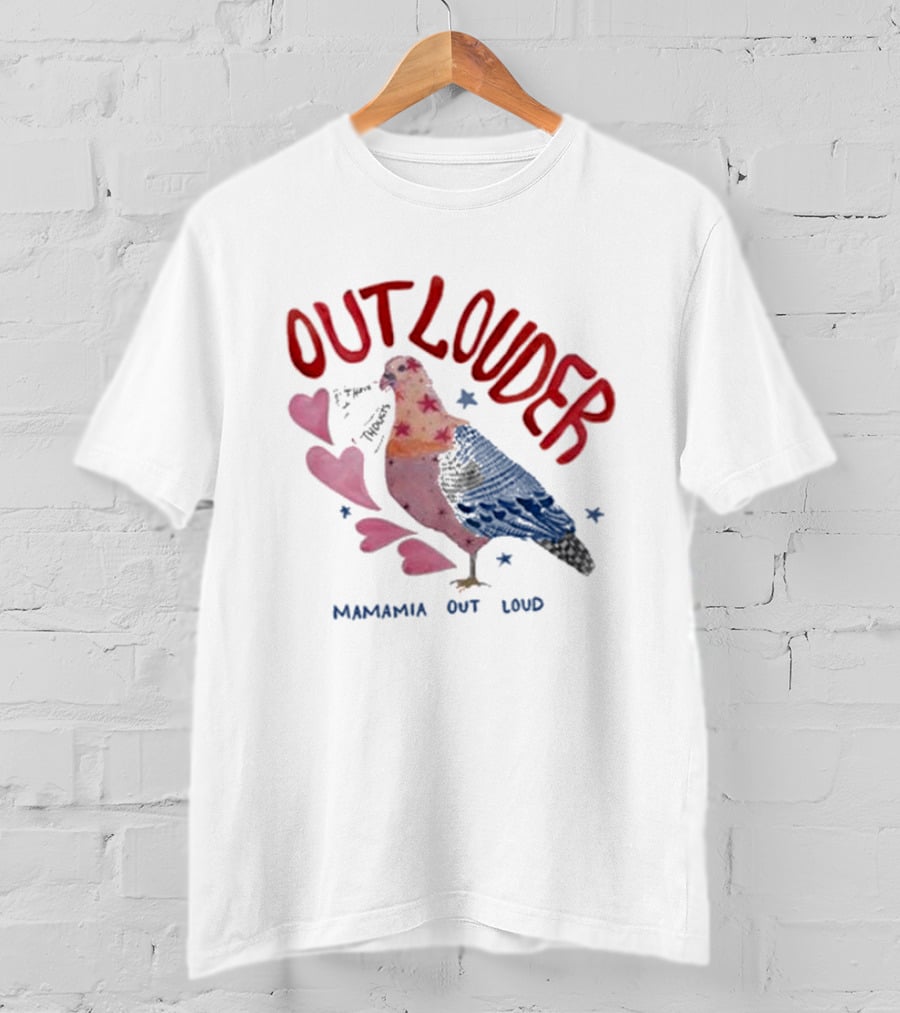 Mamamia Out Loud Outlouder Pigeon With Hearts And Stars T-Shirt