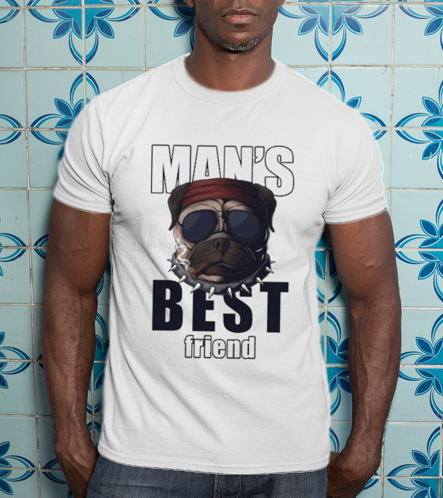 Man's Best Friend Bulldog With Bandana And Sunglasses T-Shirt