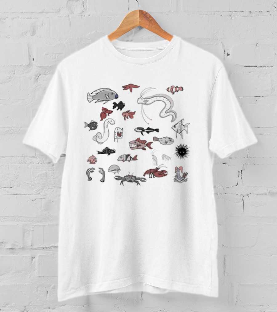 Marine Life Crustaceans And Fish Collection T-Shirt