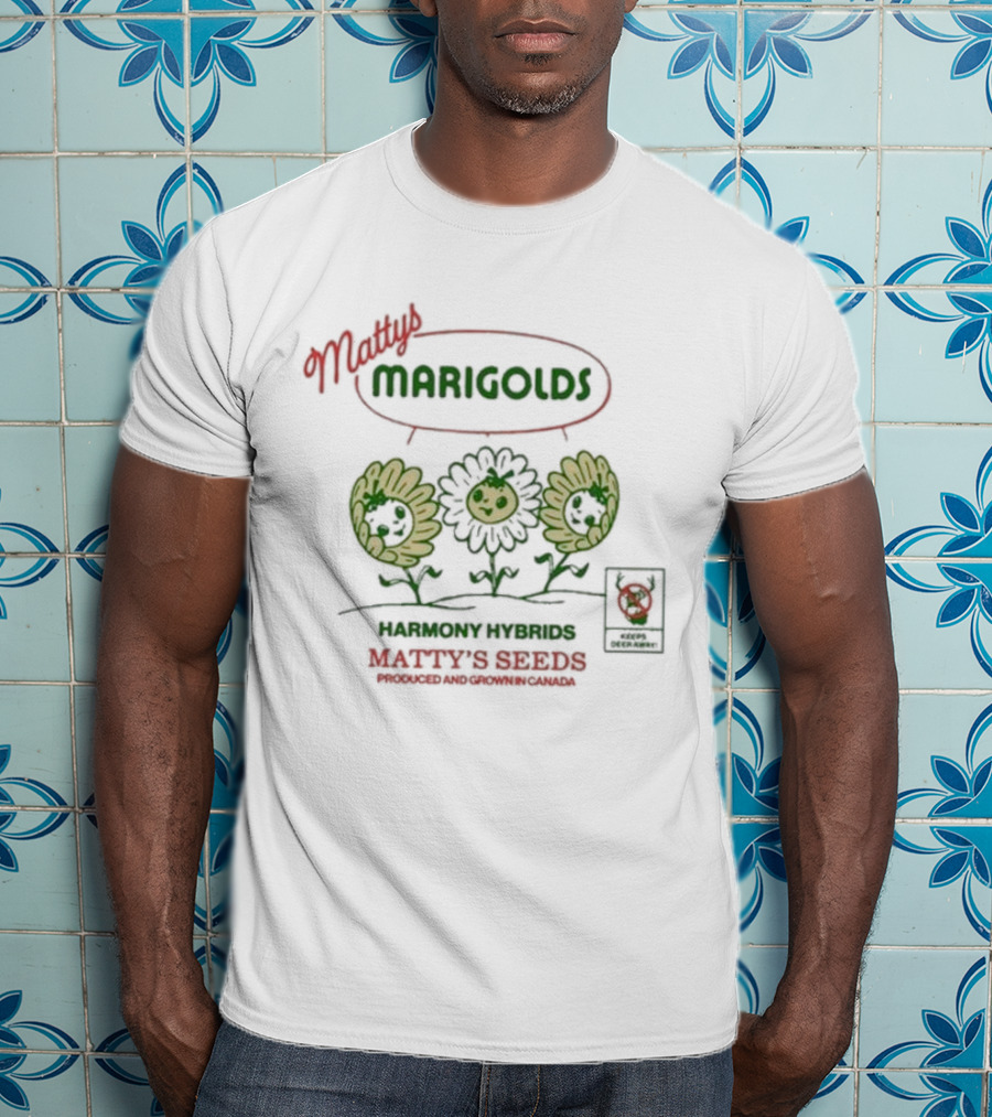 Matty's Marigolds Harmony Hybrids Matty's Seeds Produced And Grown In Canada T-Shirt