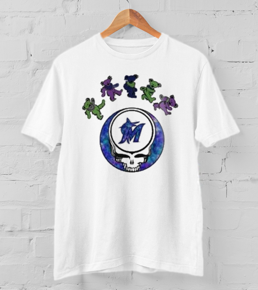 Miami Marlins Grateful Dead Night 2025 Skull Bears T-Shirt