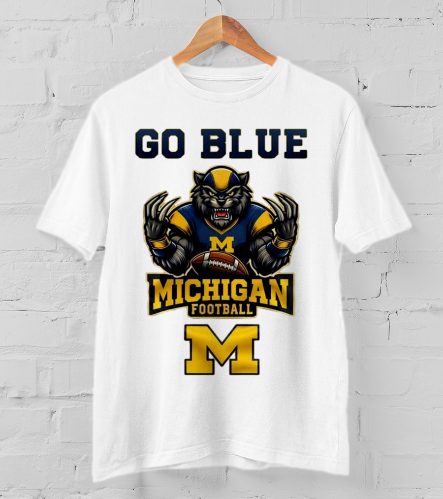 Go Blue Michigan Football Wolverine Mascot M T-Shirt