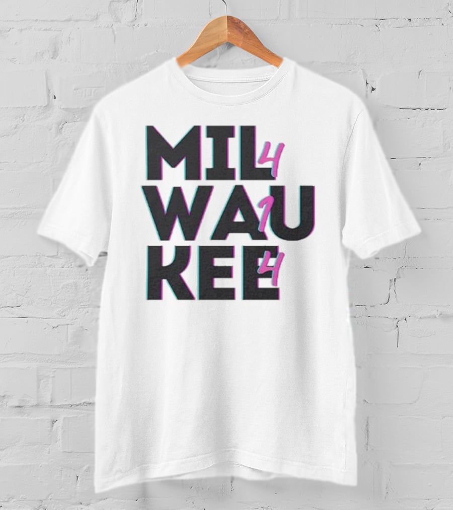 Milwaukee 414 Vintage Neon Typography Bold Statement T-Shirt