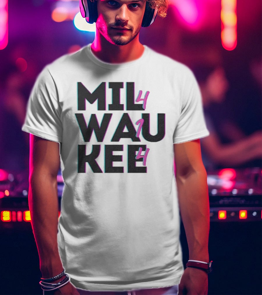 Milwaukee 414 Vintage Neon Typography Bold Statement T-Shirt