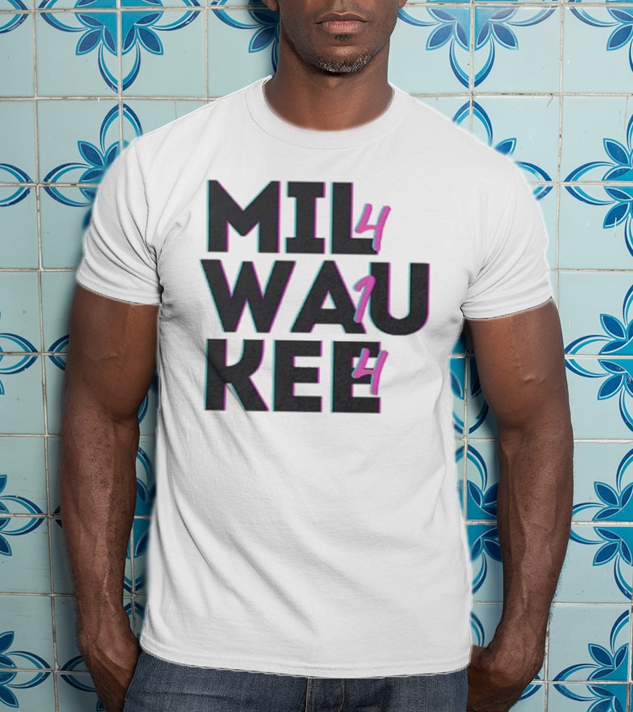 Milwaukee 414 Vintage Neon Typography Bold Statement T-Shirt