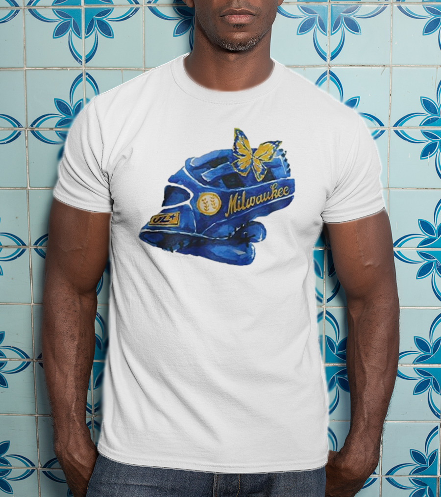 Milwaukee Brewers Hupy And Abraham Day Catcher's Mask With Butterfly And Key Symbols T-Shirt