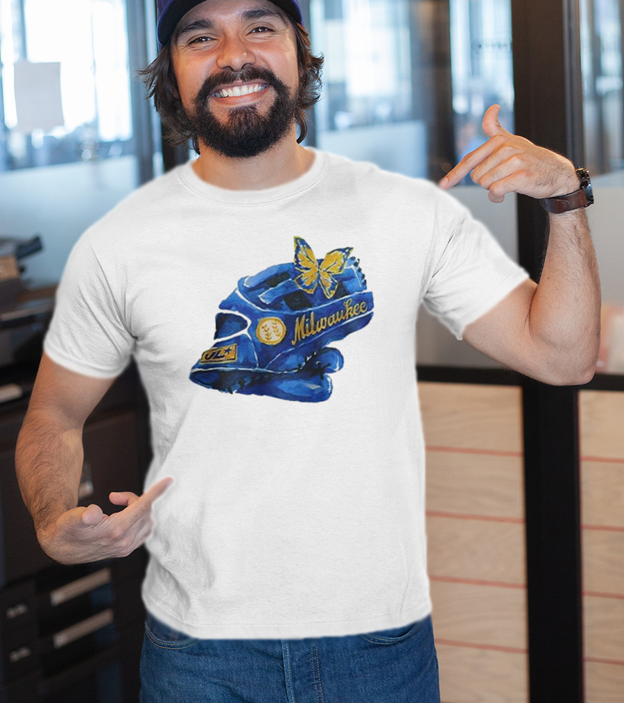 Milwaukee Brewers Hupy And Abraham Day Catcher's Mask With Butterfly And Key Symbols T-Shirt