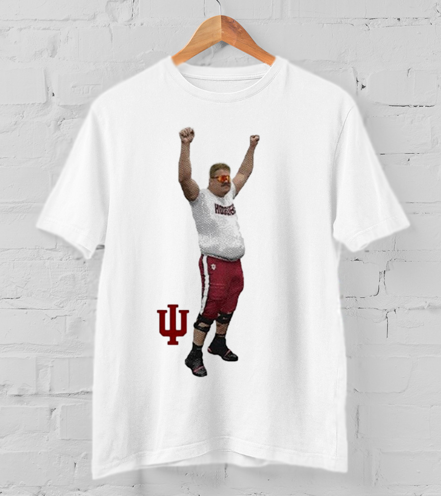 Mike Katic Indiana Hoosiers Football Player Celebration Cartoon IU Logo T-Shirt