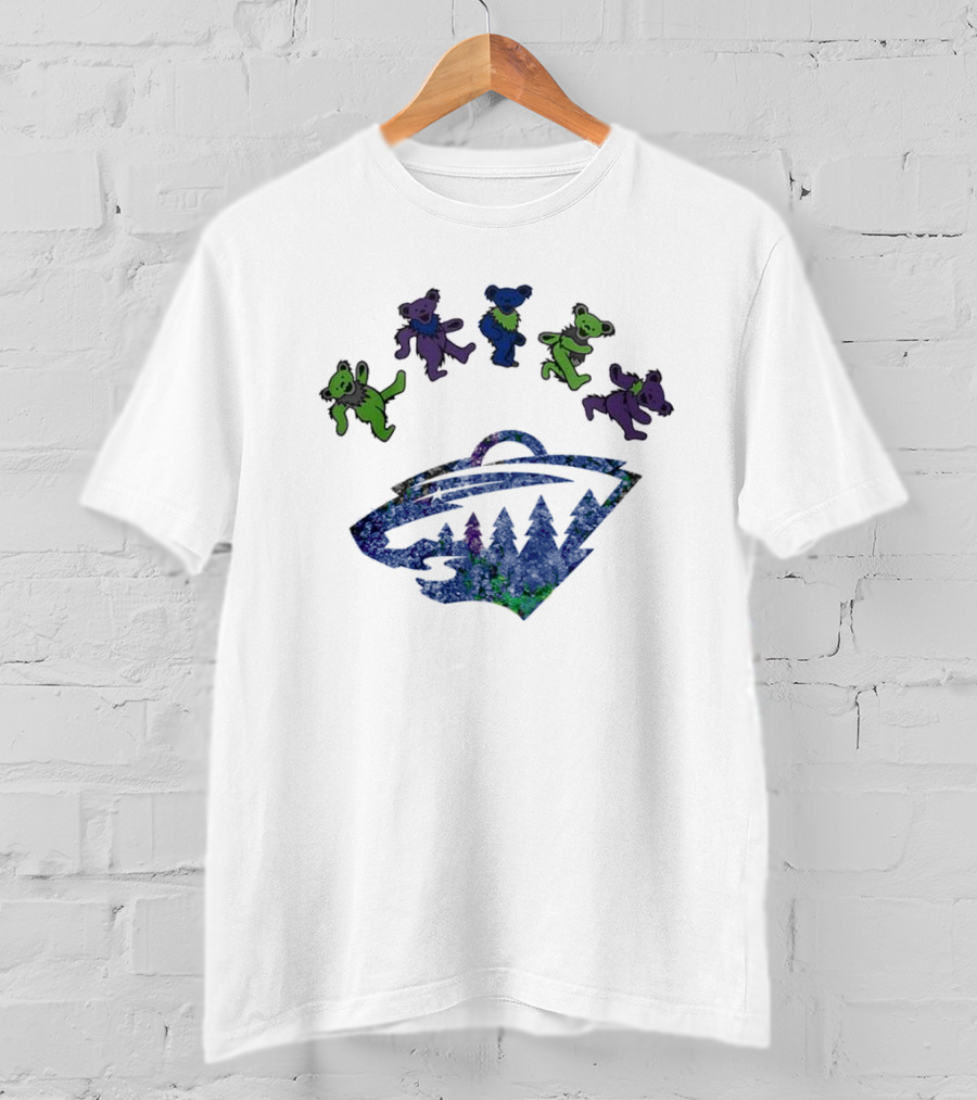 Minnesota Wild NHL Grateful Dead Night 2025 Dancing Bears Hockey T-Shirt
