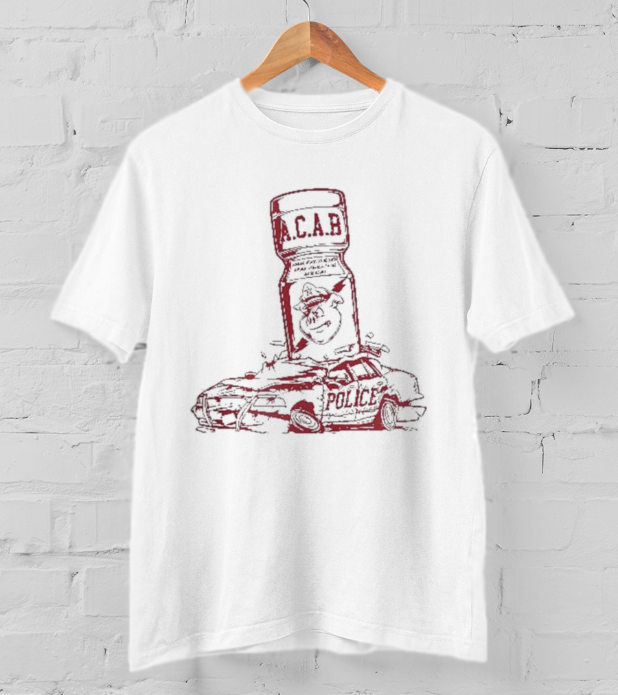 More Poppers Less Coppers ACAB Police Car T-Shirt