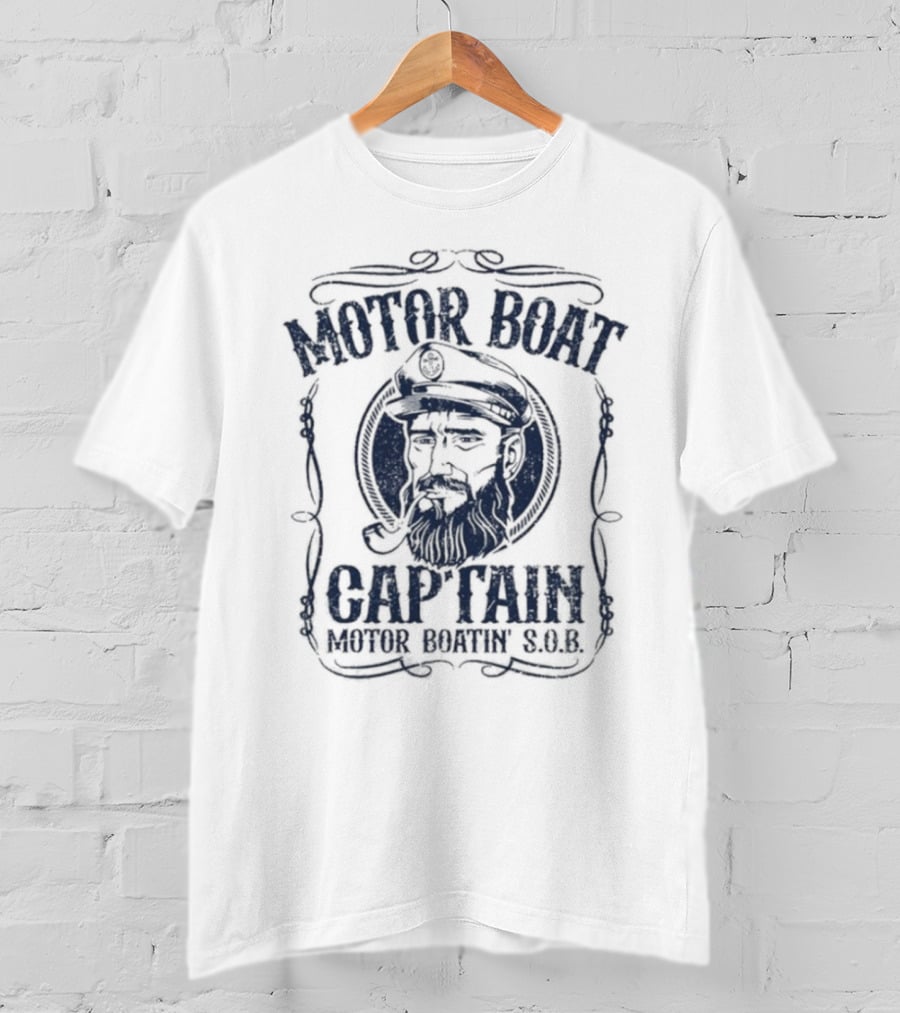 Motor Boat Captain Motor Boati Sob Vintage Nautical Theme T-Shirt