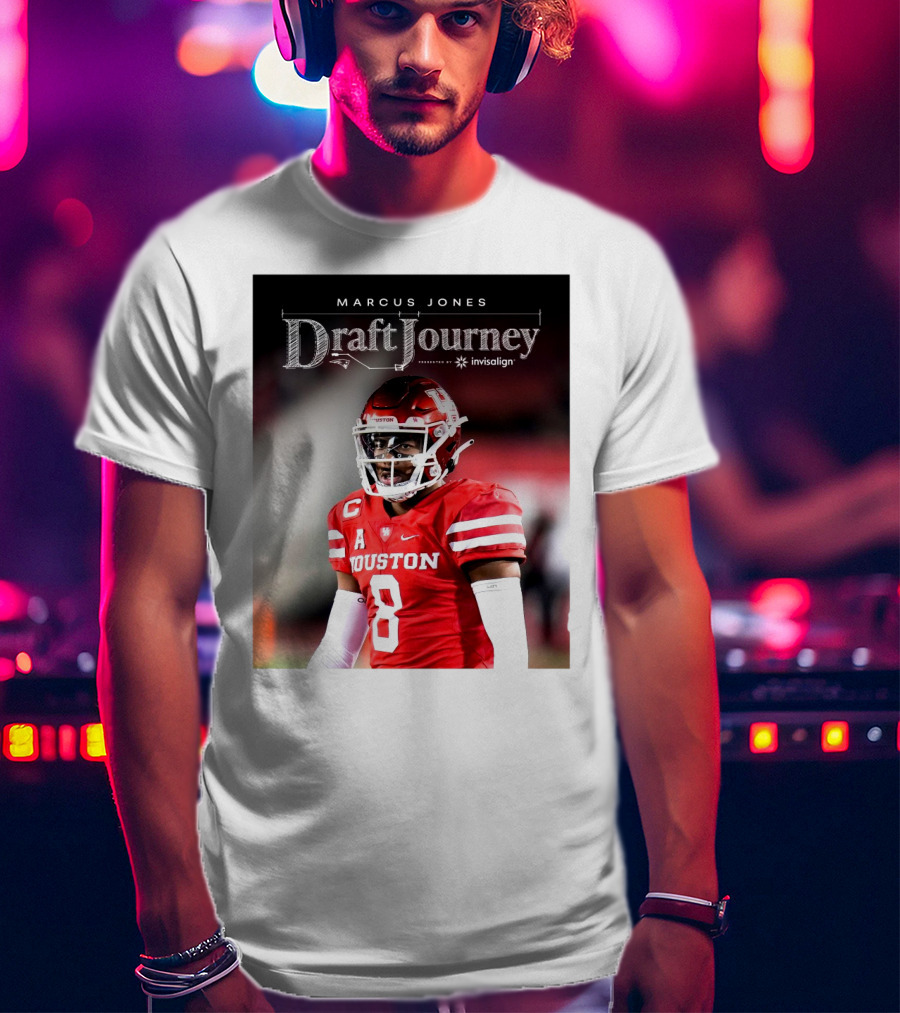 Marcus Jones New England Patriots NFL Draft Journey Houston Football T-Shirt