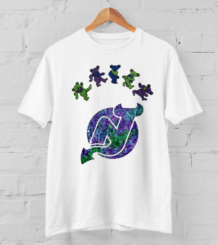 New Jersey Devils Grateful Dead Night 2025 Dancing Bears Iconic Hockey Event T-Shirt