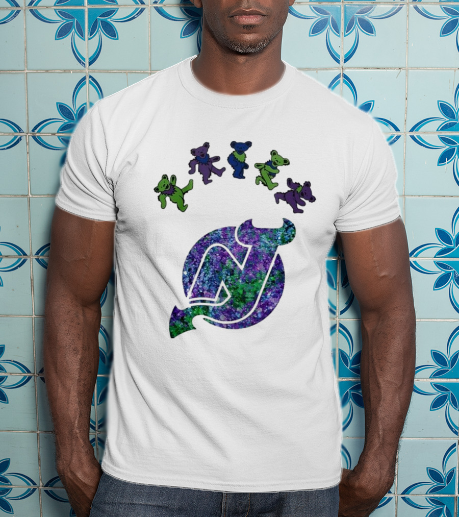 New Jersey Devils Grateful Dead Night 2025 Dancing Bears Iconic Hockey Event T-Shirt