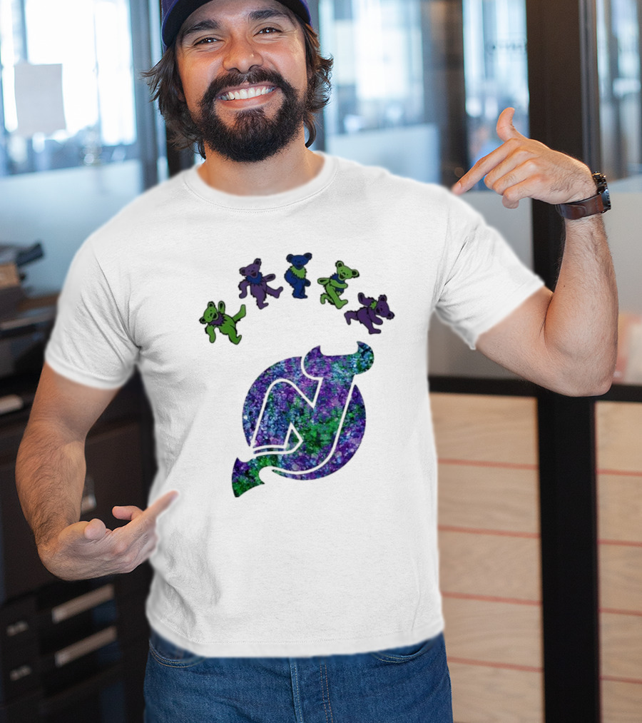 New Jersey Devils Grateful Dead Night 2025 Dancing Bears Iconic Hockey Event T-Shirt