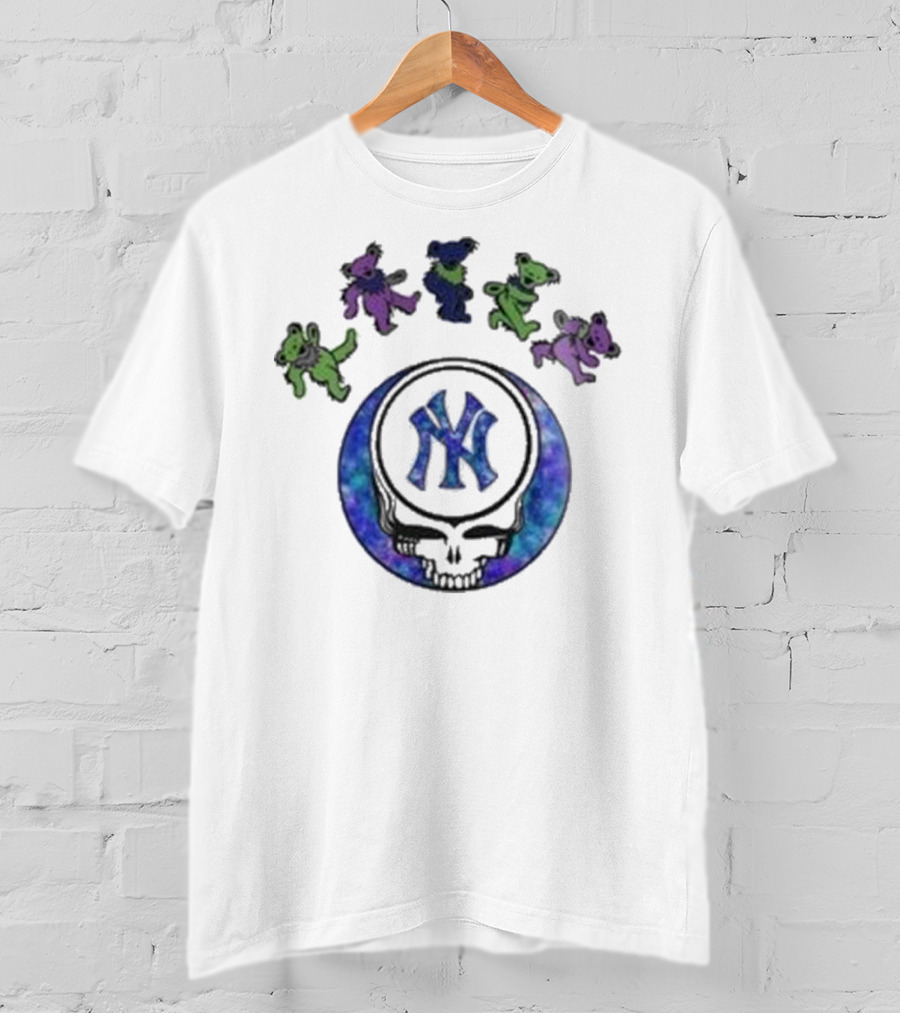 New York Yankees 2025 Skull Grateful Dead Bears Baseball Night T-Shirt