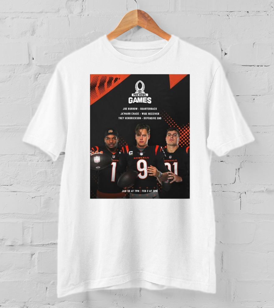 Pro Bowl Games 2025 Joe Burrow Ja’marr Chase Trey Hendrickson Jan 30 Feb 2 Bengals NFL T-Shirt