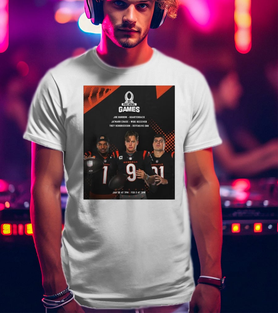 Pro Bowl Games 2025 Joe Burrow Ja’marr Chase Trey Hendrickson Jan 30 Feb 2 Bengals NFL T-Shirt