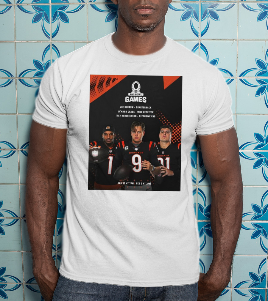 Pro Bowl Games 2025 Joe Burrow Ja’marr Chase Trey Hendrickson Jan 30 Feb 2 Bengals NFL T-Shirt