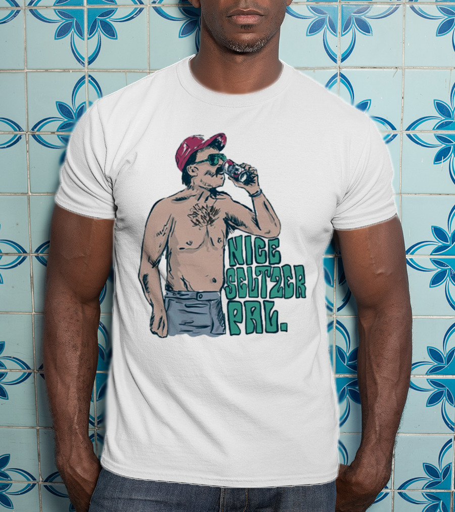 Nice Seltzer Pal 4.0 Cartoon Graphic Of Less Man In Cap And Sunglasses With Drink T-Shirt