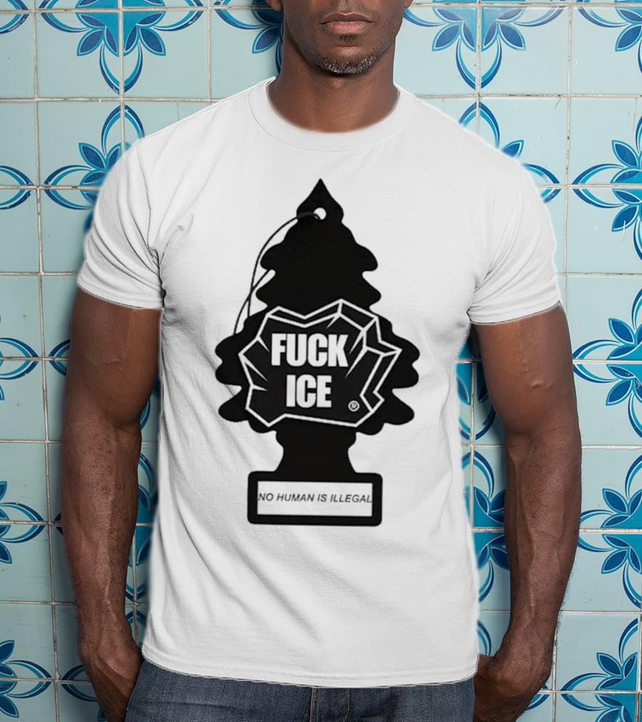 No Human Is Illegal Fuck ICE Tree Shape T-Shirt