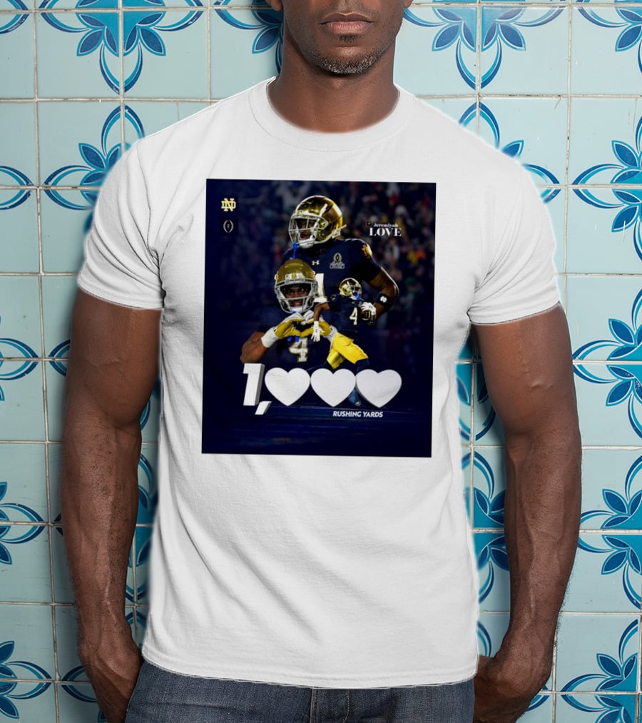 Notre Dame Fighting Irish Jeremiyah Love 1000 Rushing Yards T-Shirt