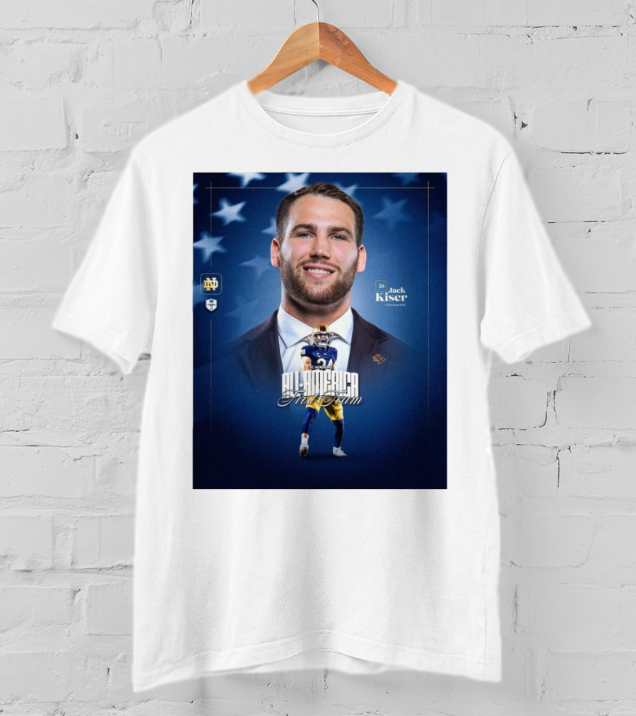 Notre Dame Football CSC Academic All-America First Team Jack Kiser Linebacker 24 Star Background T-Shirt