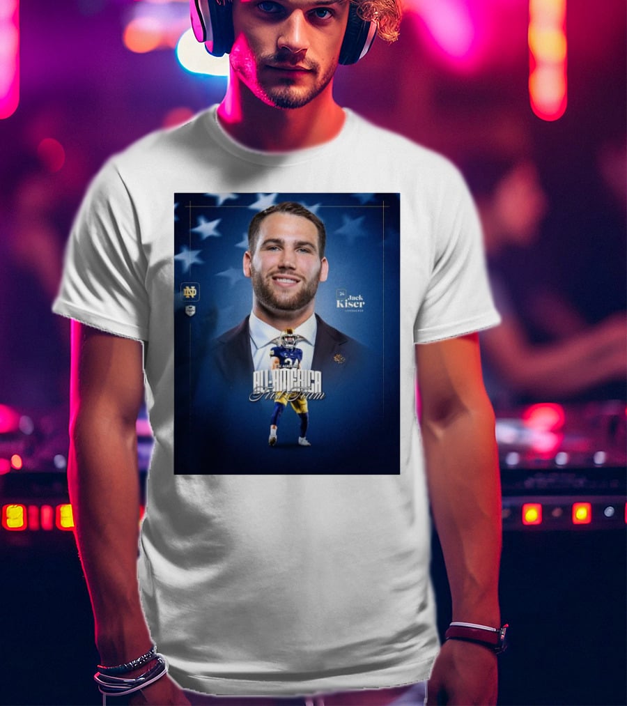 Notre Dame Football CSC Academic All-America First Team Jack Kiser Linebacker 24 Star Background T-Shirt