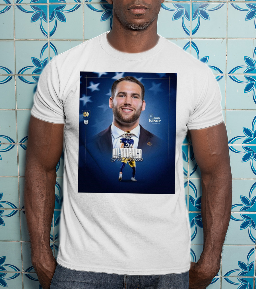 Notre Dame Football CSC Academic All-America First Team Jack Kiser Linebacker 24 Star Background T-Shirt